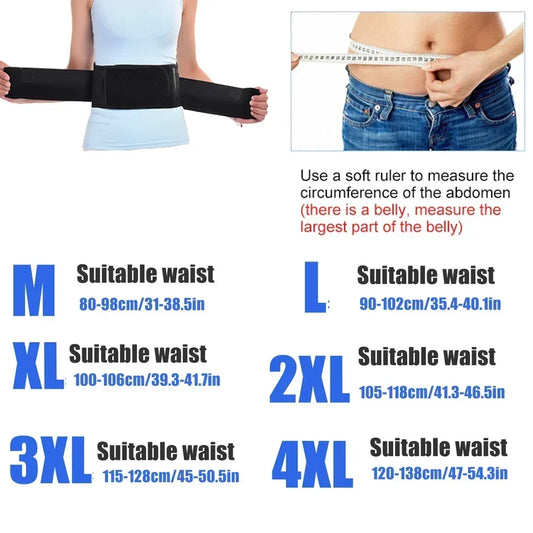 BOTQTOW 1 pièces ceinture de soutien lombaire chauffante magnétique-attelle de taille réglable pour soulager les maux de bas du dos, masseur, taille M-4XL