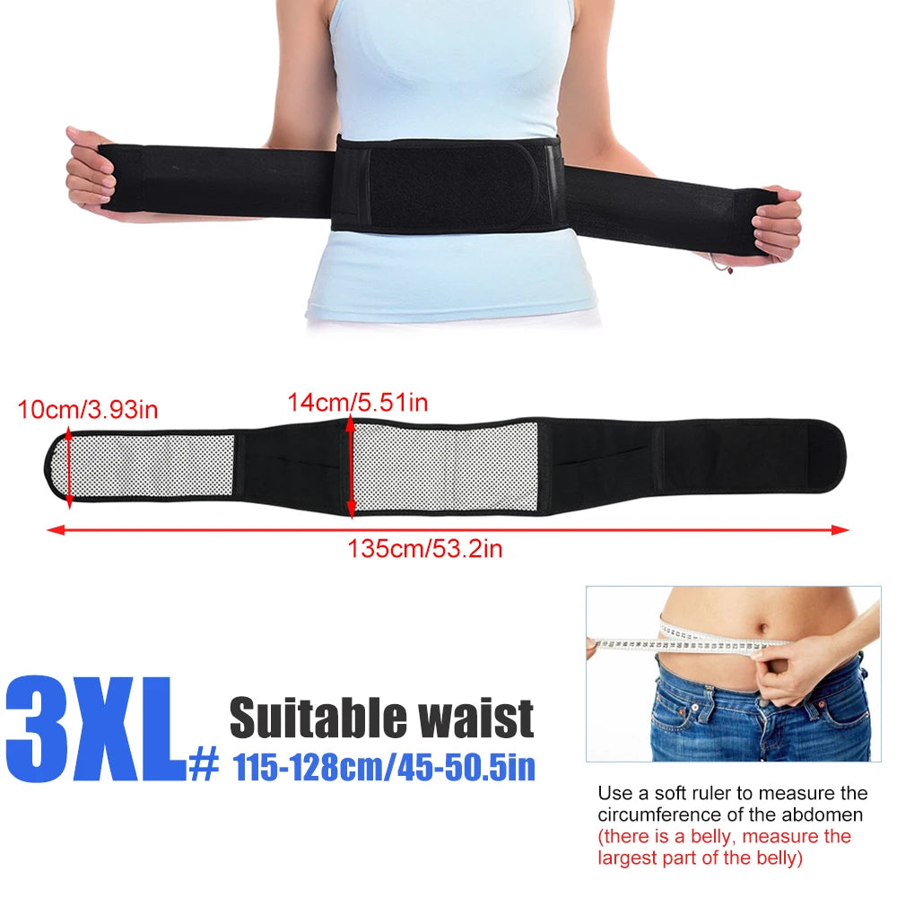 BOTQTOW 1 pièces ceinture de soutien lombaire chauffante magnétique-attelle de taille réglable pour soulager les maux de bas du dos, masseur, taille M-4XL