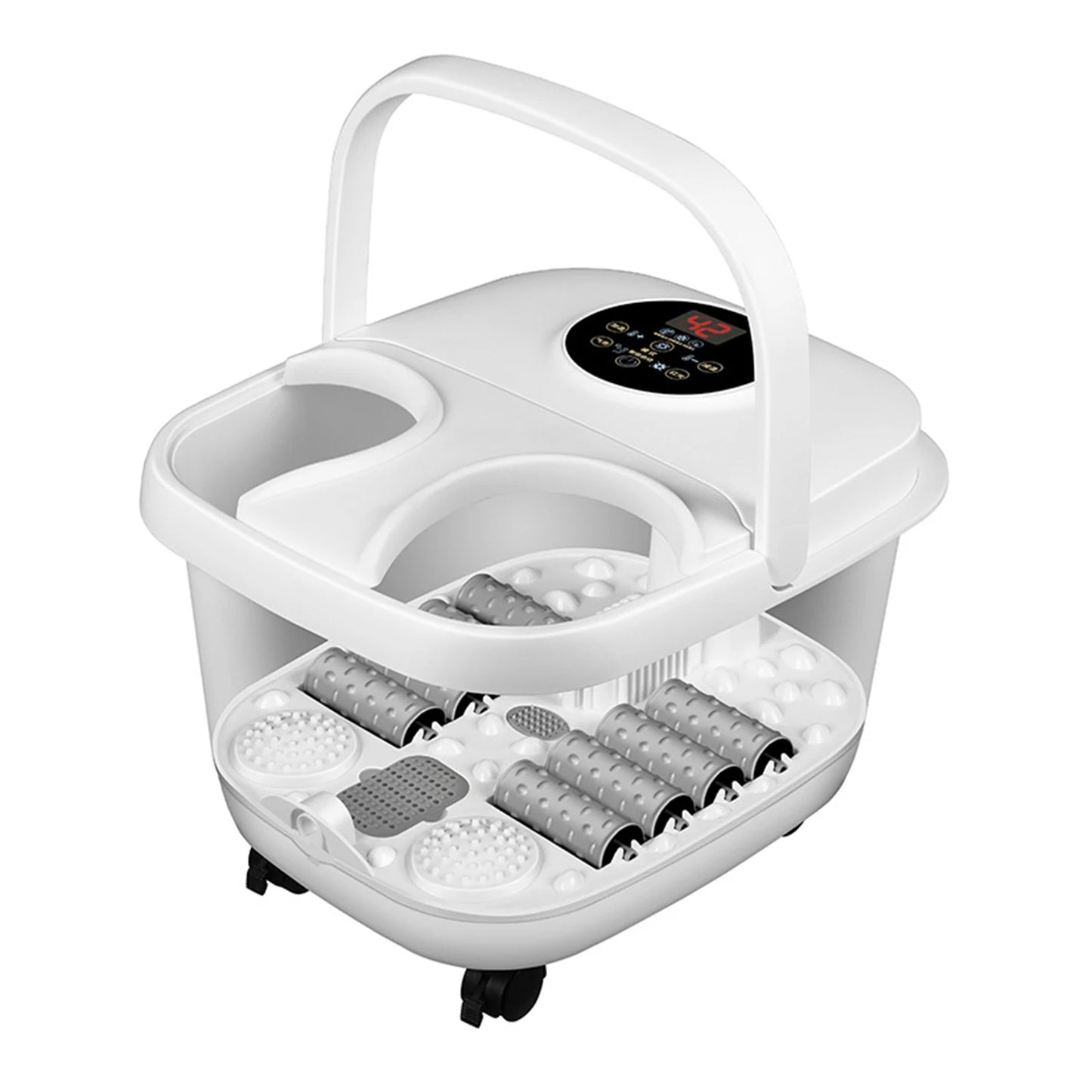 Bain de pieds de massage température réglable 38 ° C-48 ° Seau de trempage C bassin de sauna seau de baignoire de spa avec 8 rouleaux de massage