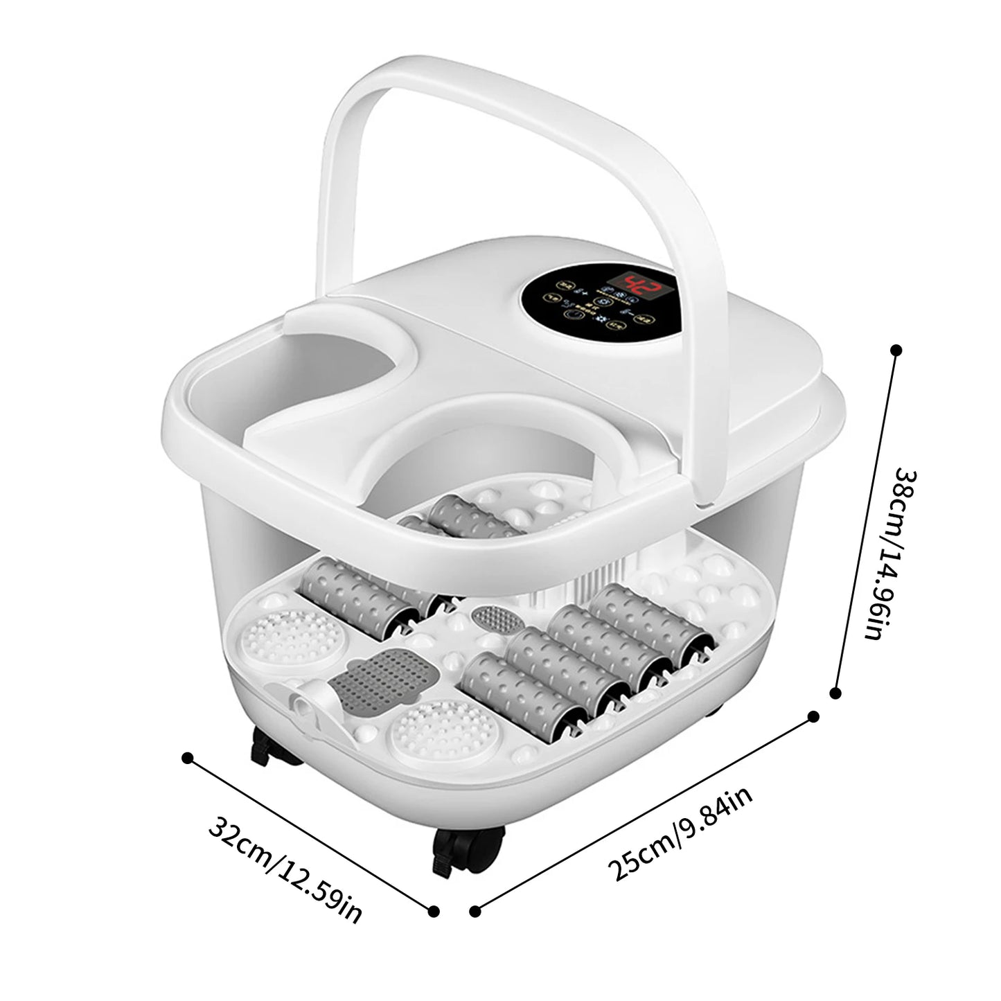 Bain de pieds de massage température réglable 38 ° C-48 ° Seau de trempage C bassin de sauna seau de baignoire de spa avec 8 rouleaux de massage