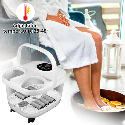 Bain de pieds de massage température réglable 38 ° C-48 ° Seau de trempage C bassin de sauna seau de baignoire de spa avec 8 rouleaux de massage
