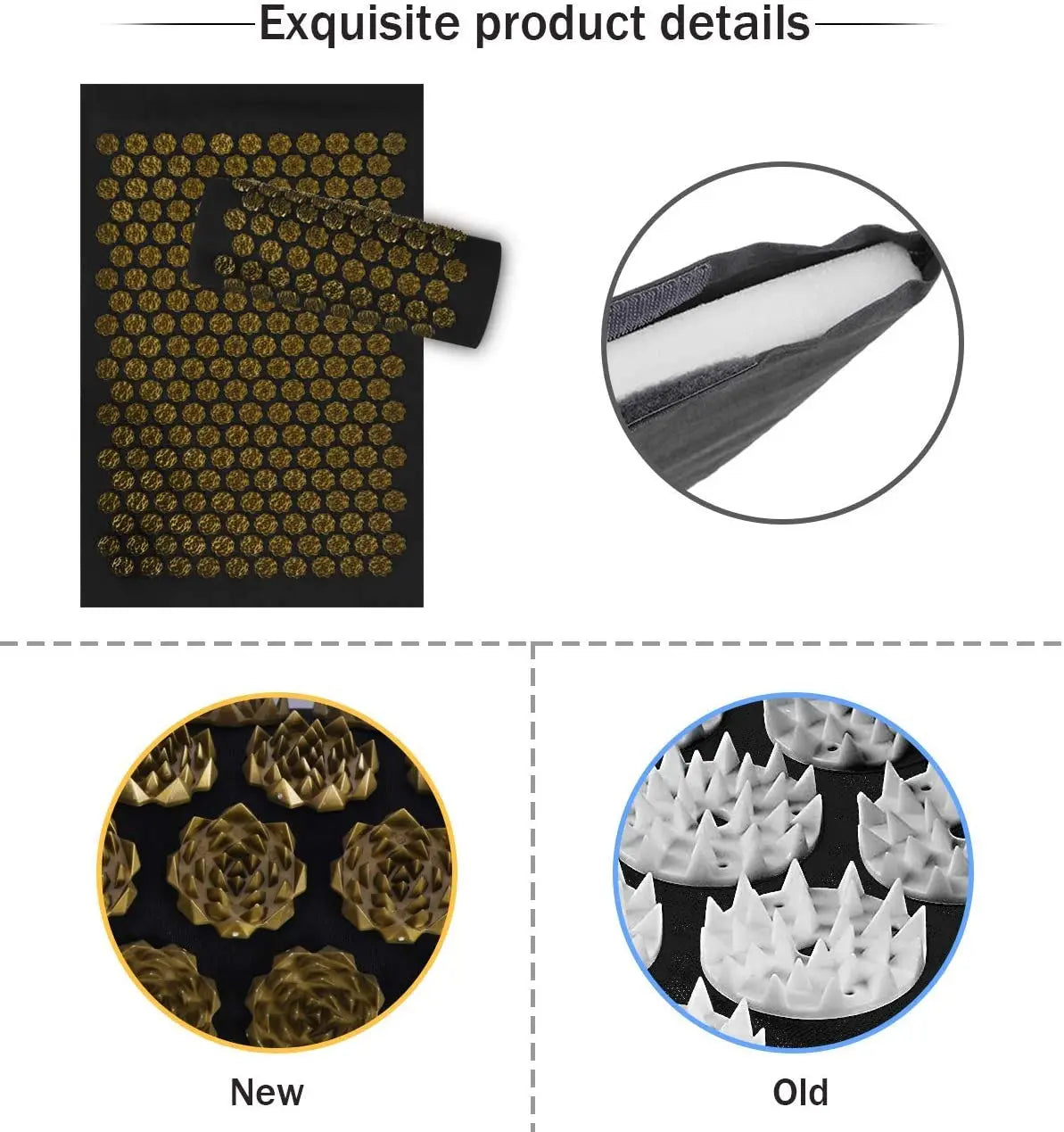 Tapis d'acupression Shiatsu, coussin de Massage à pointes, applicateur de Kuznetsov, coussin de Sport, Fitness, oreiller masseur, tapis de Yoga, exercice Pilates