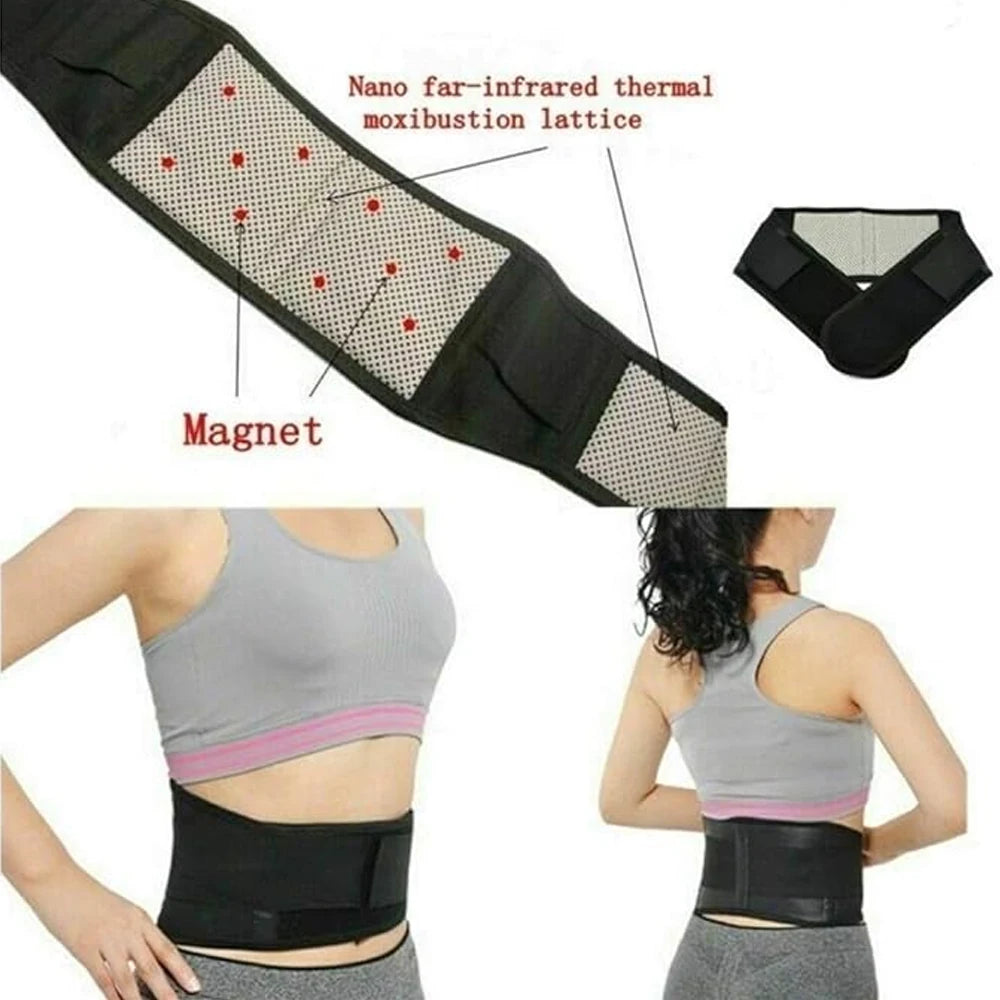 BOTQTOW 1 pièces ceinture de soutien lombaire chauffante magnétique-attelle de taille réglable pour soulager les maux de bas du dos, masseur, taille M-4XL