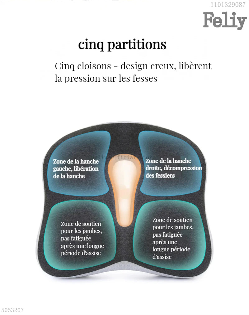 Coussin de chaise de bureau en mousse à mémoire de forme, siège de voiture, soutien de la taille, oreiller de massage lombaire, oreiller Orth4WD, coussin de fesses et de CÔTÉ cyx, coussinets de dos