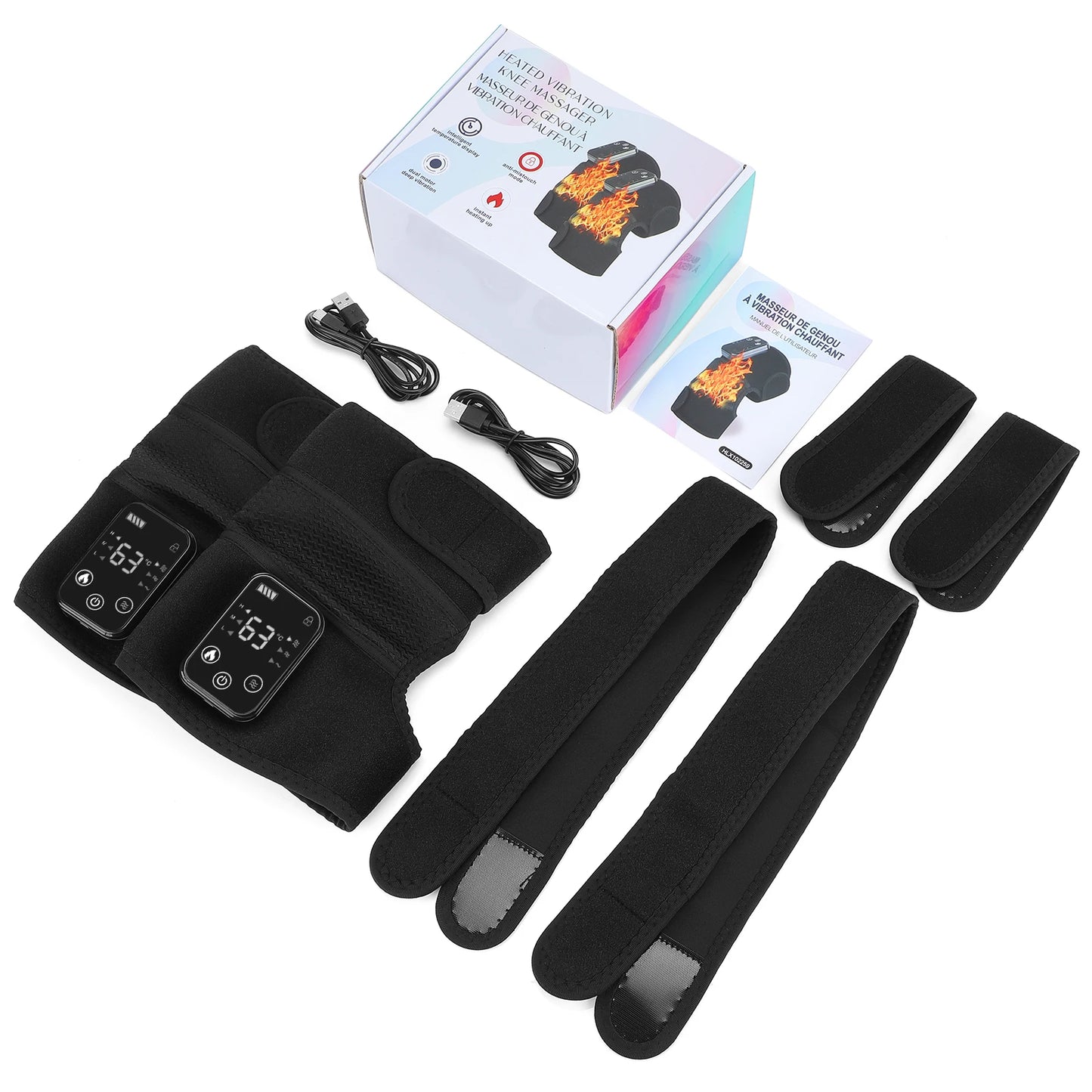 Masseur thermique de genou 3 en 1, attelle de soutien de Massage chauffante pour épaules, genoux et coudes, coussin vibrant Rechargeable, Machine de relaxation musculaire