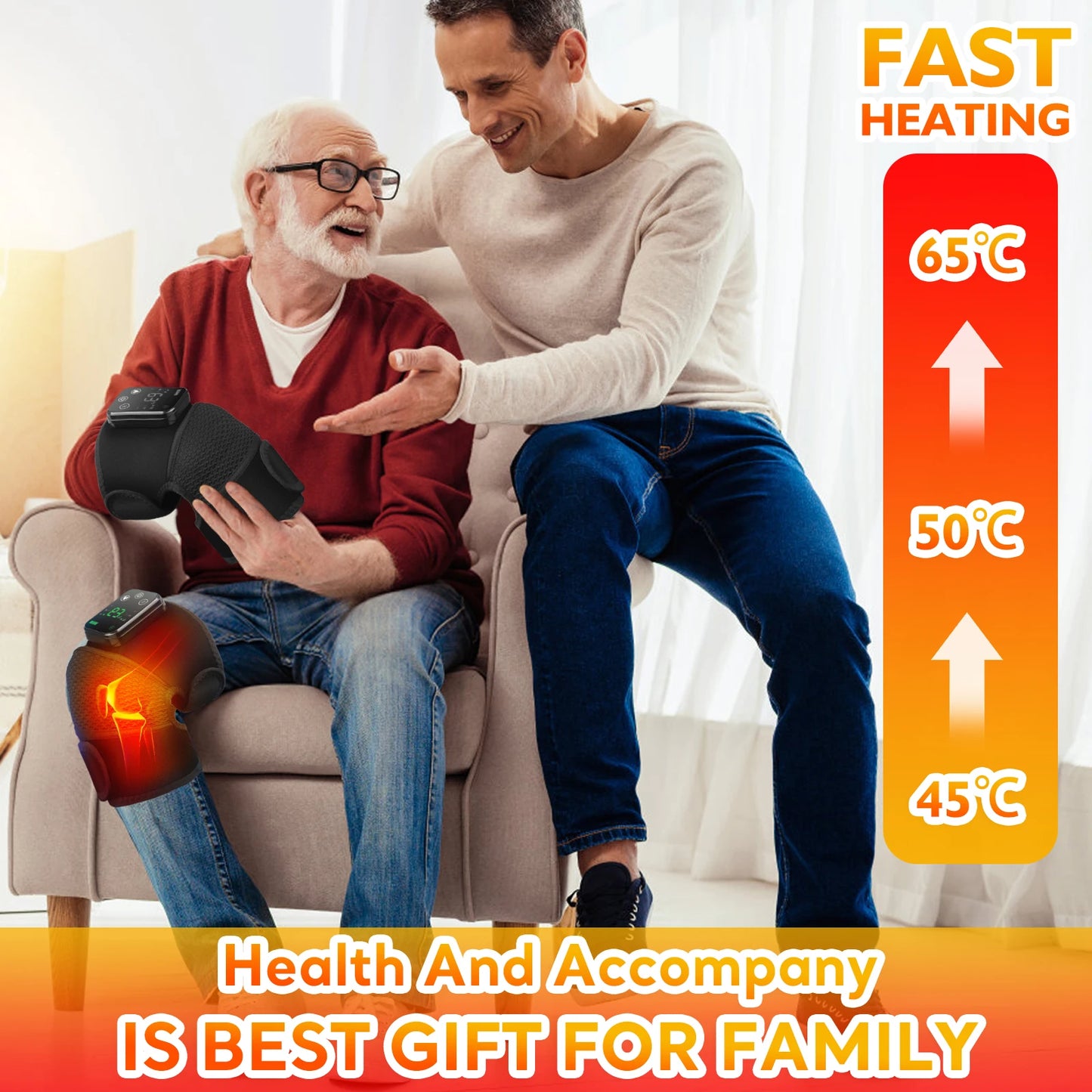 Masseur thermique de genou 3 en 1, attelle de soutien de Massage chauffante pour épaules, genoux et coudes, coussin vibrant Rechargeable, Machine de relaxation musculaire