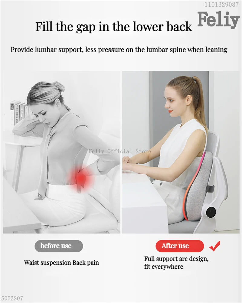 Coussin de chaise de bureau en mousse à mémoire de forme, siège de voiture, soutien de la taille, oreiller de massage lombaire, oreiller Orth4WD, coussin de fesses et de CÔTÉ cyx, coussinets de dos