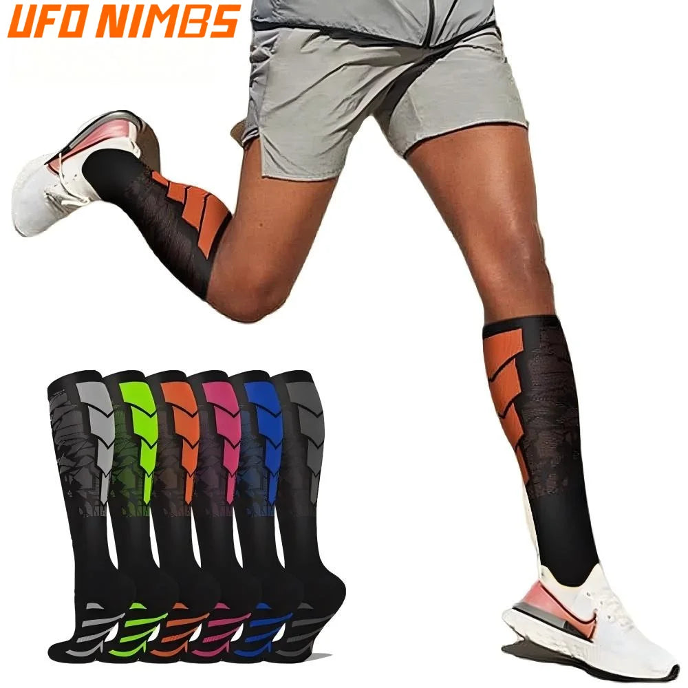 1 paire de chaussettes de compression de sport pour hommes et femmes, chaudes pour la course, le cyclisme et la jeu de football