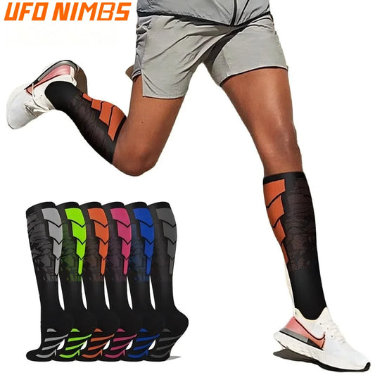 1 paire de chaussettes de compression de sport pour hommes et femmes, chaudes pour la course, le cyclisme et la jeu de football