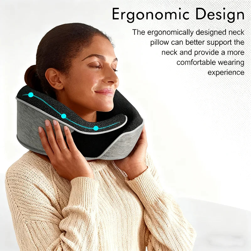 Oreiller cervical en avion escargot – Oreiller de voyage avec support doux, parfait pour dormir, voiture, train, bureau et maison.