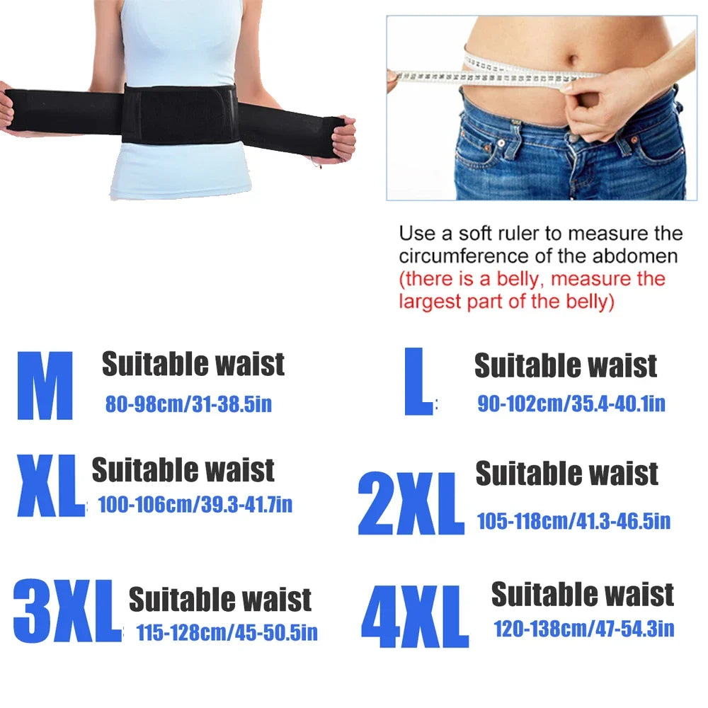BOTQTOW 1 pièces ceinture de soutien lombaire chauffante magnétique-attelle de taille réglable pour soulager les maux de bas du dos, masseur, taille M-4XL