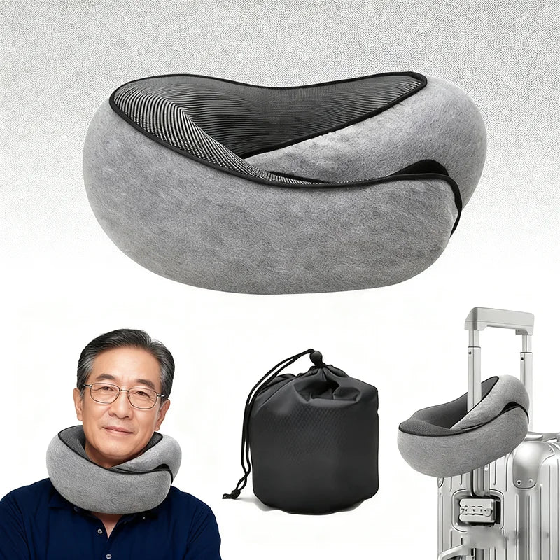 Oreiller cervical en avion escargot – Oreiller de voyage avec support doux, parfait pour dormir, voiture, train, bureau et maison.