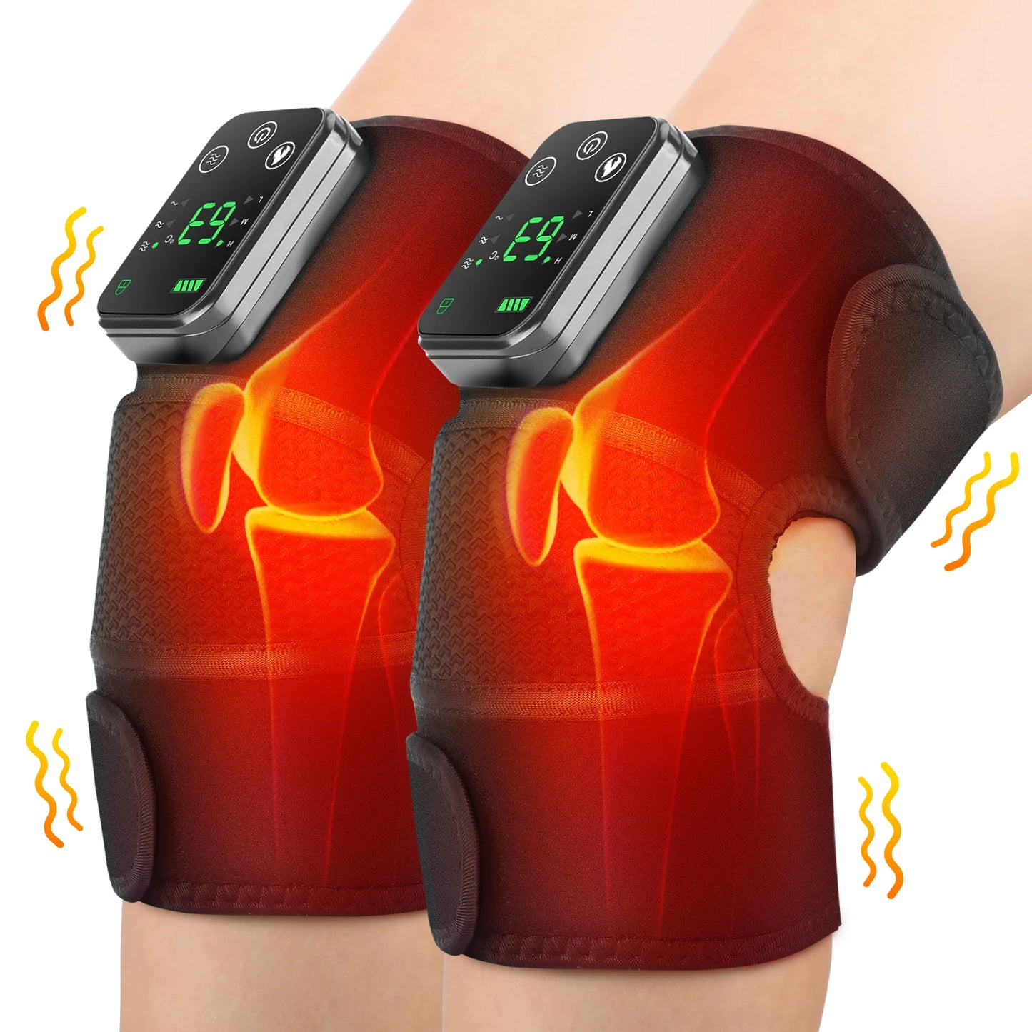 Masseur thermique de genou 3 en 1, attelle de soutien de Massage chauffante pour épaules, genoux et coudes, coussin vibrant Rechargeable, Machine de relaxation musculaire
