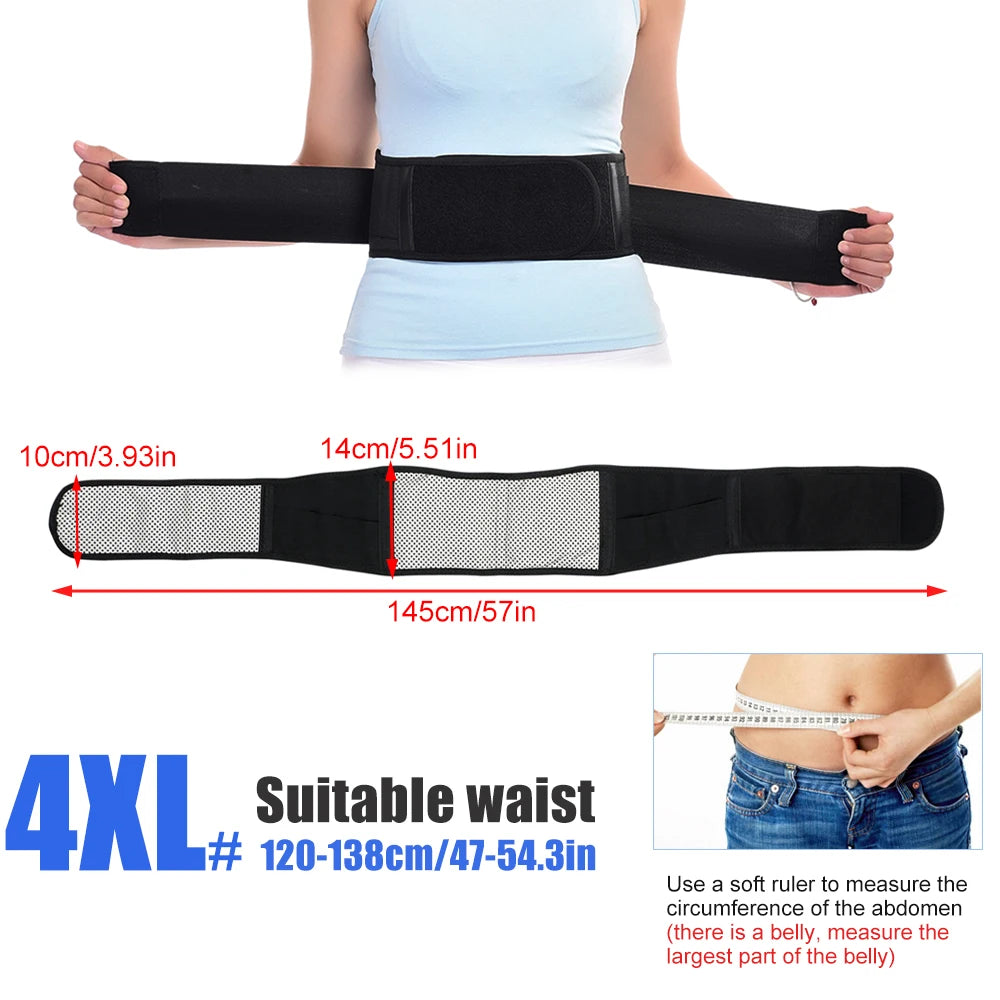 BOTQTOW 1 pièces ceinture de soutien lombaire chauffante magnétique-attelle de taille réglable pour soulager les maux de bas du dos, masseur, taille M-4XL
