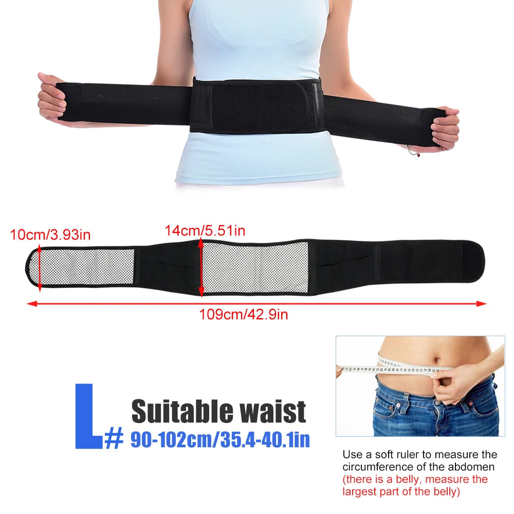 BOTQTOW 1 pièces ceinture de soutien lombaire chauffante magnétique-attelle de taille réglable pour soulager les maux de bas du dos, masseur, taille M-4XL