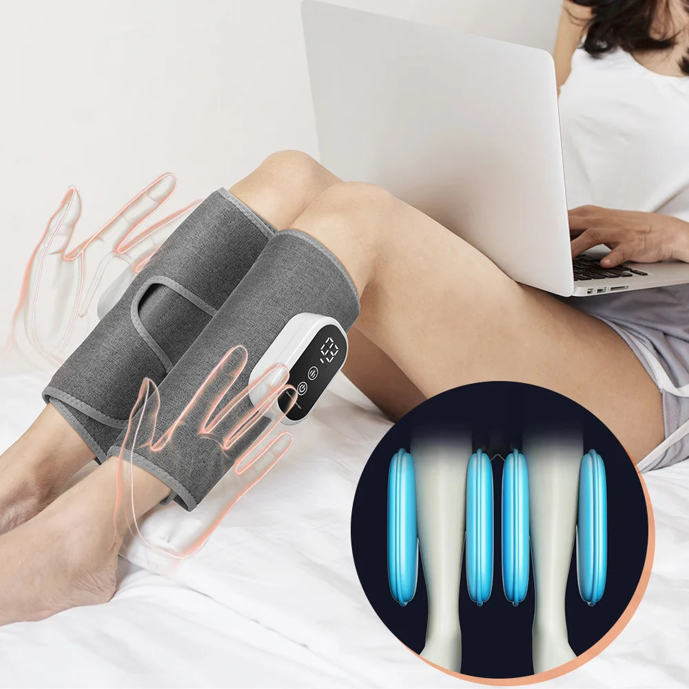 Électric 360 °   Masseur de mollets à pression d'air, Massage des jambes sans fil, 3 modes de Compression d'airbag, relaxation des muscles des pieds et des mollets, Circulation sanguine