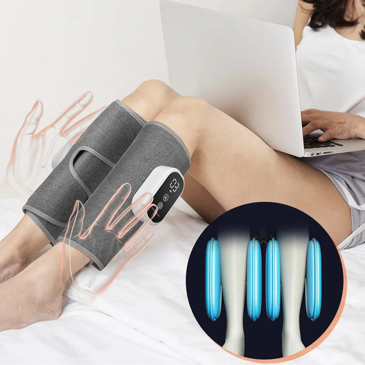 Électric 360 °   Masseur de mollets à pression d'air, Massage des jambes sans fil, 3 modes de Compression d'airbag, relaxation des muscles des pieds et des mollets, Circulation sanguine