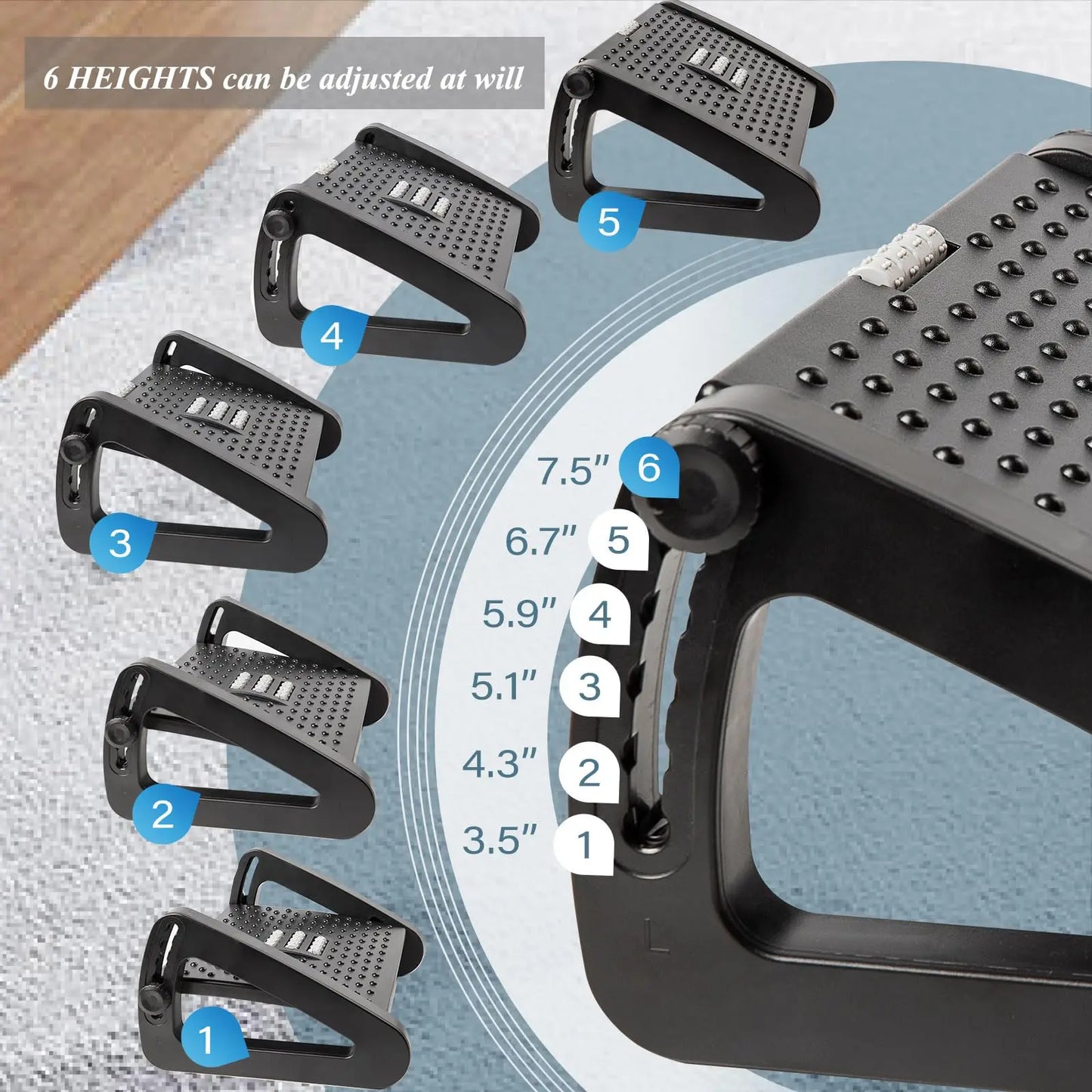 Repose-pieds ergonomique sous le bureau, tabouret avec rouleaux de Massage, repose-jambes de bureau, soulagement de la douleur pour le travail au bureau et à domicile