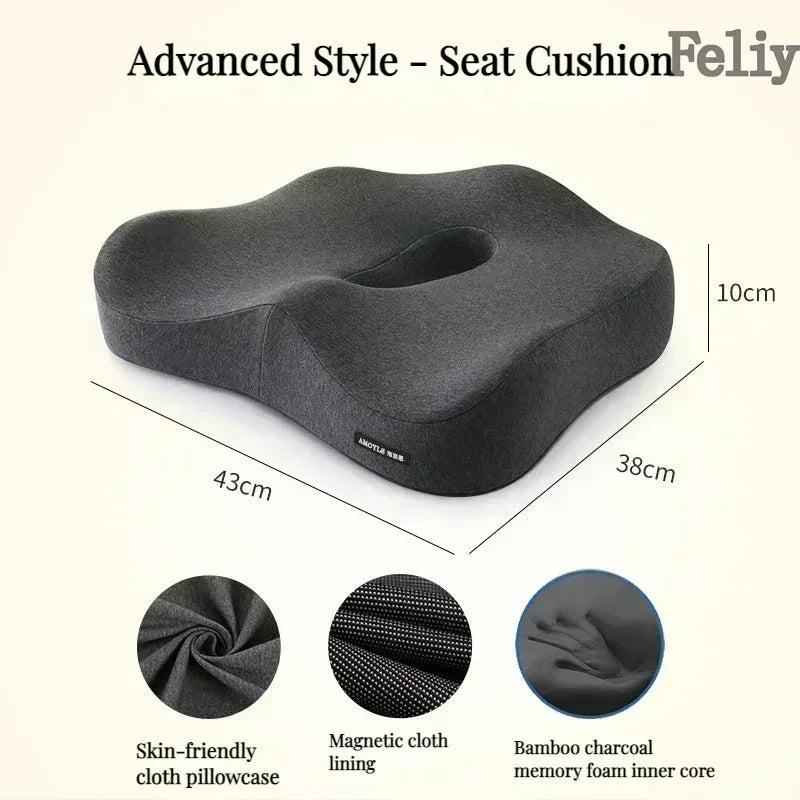 Coussin de chaise de bureau en mousse à mémoire de forme, siège de voiture, soutien de la taille, oreiller de massage lombaire, oreiller Orth4WD, coussin de fesses et de CÔTÉ cyx, coussinets de dos