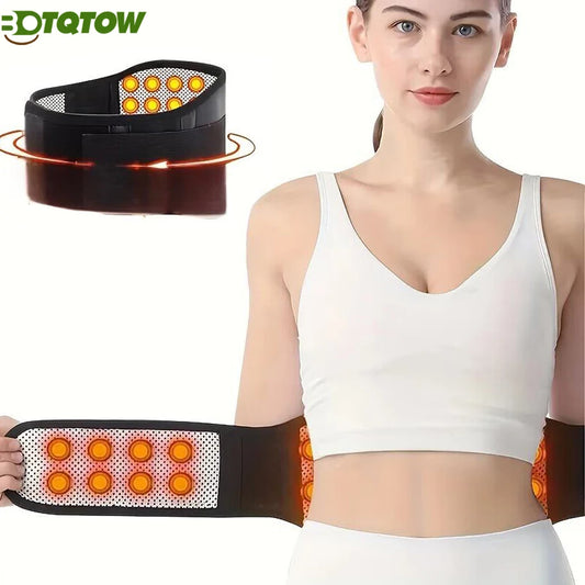 BOTQTOW 1 pièces ceinture de soutien lombaire chauffante magnétique-attelle de taille réglable pour soulager les maux de bas du dos, masseur, taille M-4XL