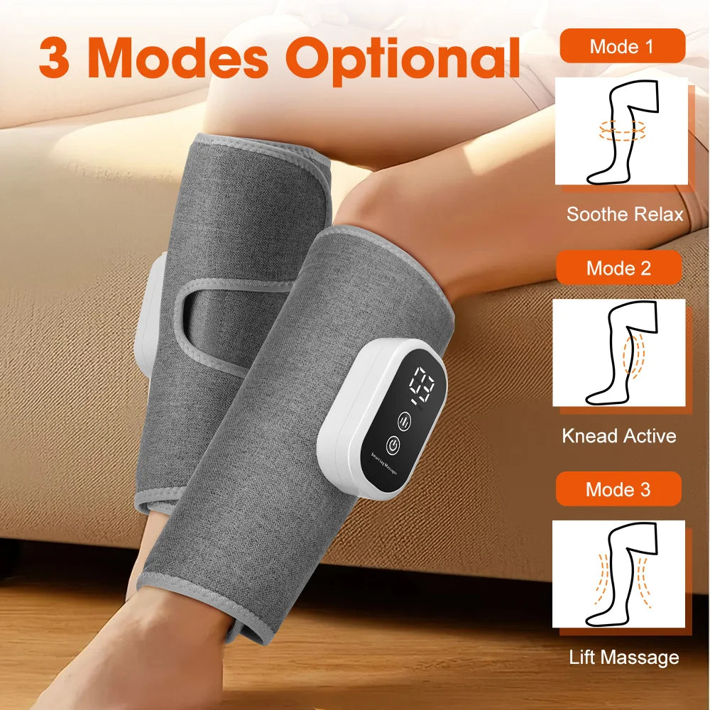 Électric 360 °   Masseur de mollets à pression d'air, Massage des jambes sans fil, 3 modes de Compression d'airbag, relaxation des muscles des pieds et des mollets, Circulation sanguine