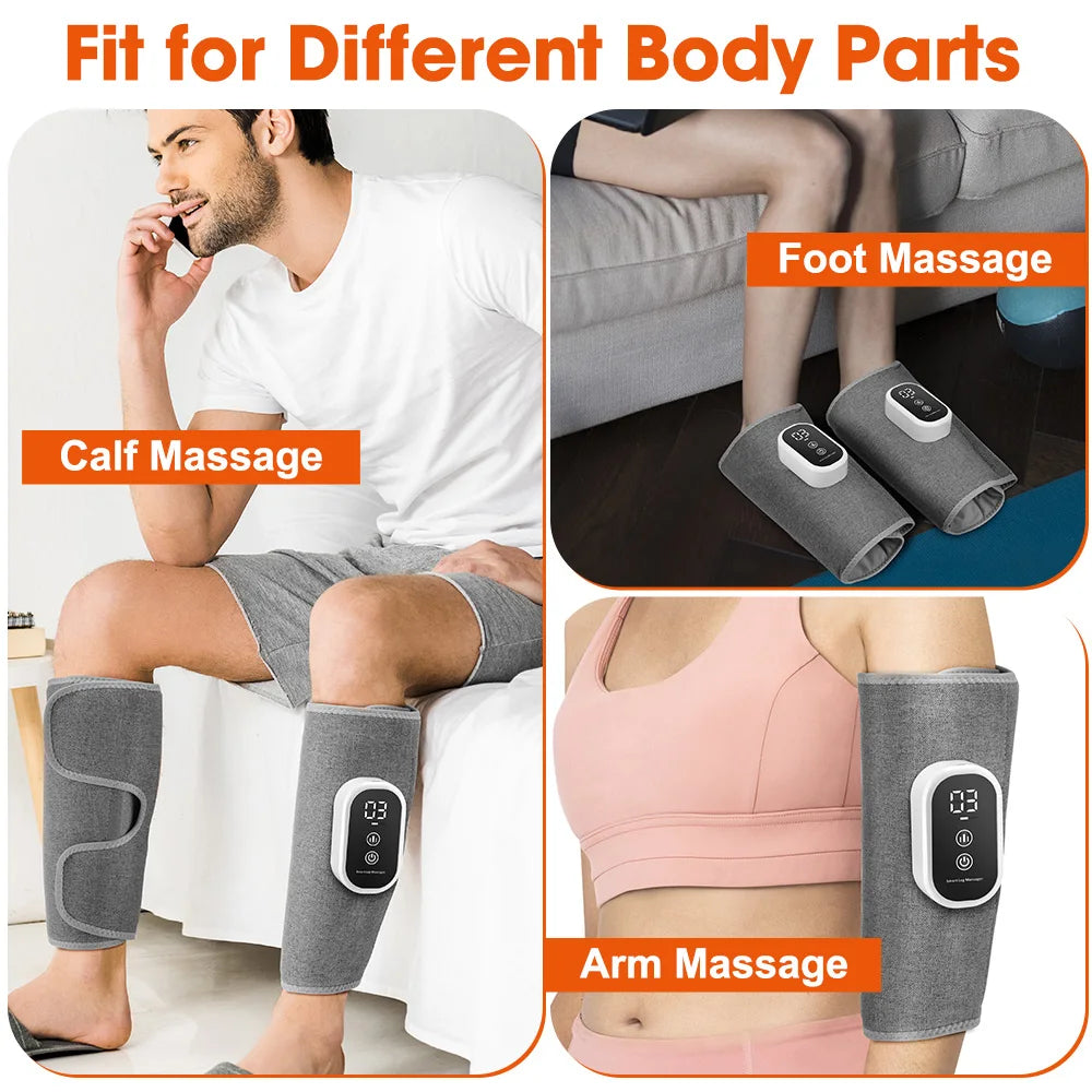 Électric 360 °   Masseur de mollets à pression d'air, Massage des jambes sans fil, 3 modes de Compression d'airbag, relaxation des muscles des pieds et des mollets, Circulation sanguine