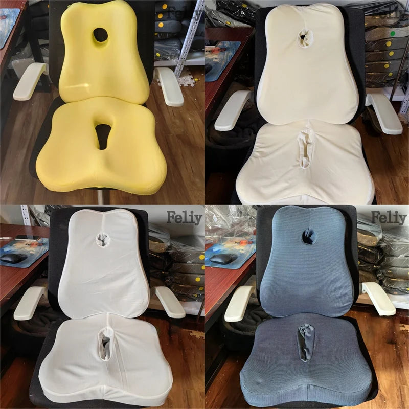 Coussin de chaise de bureau en mousse à mémoire de forme, siège de voiture, soutien de la taille, oreiller de massage lombaire, oreiller Orth4WD, coussin de fesses et de CÔTÉ cyx, coussinets de dos