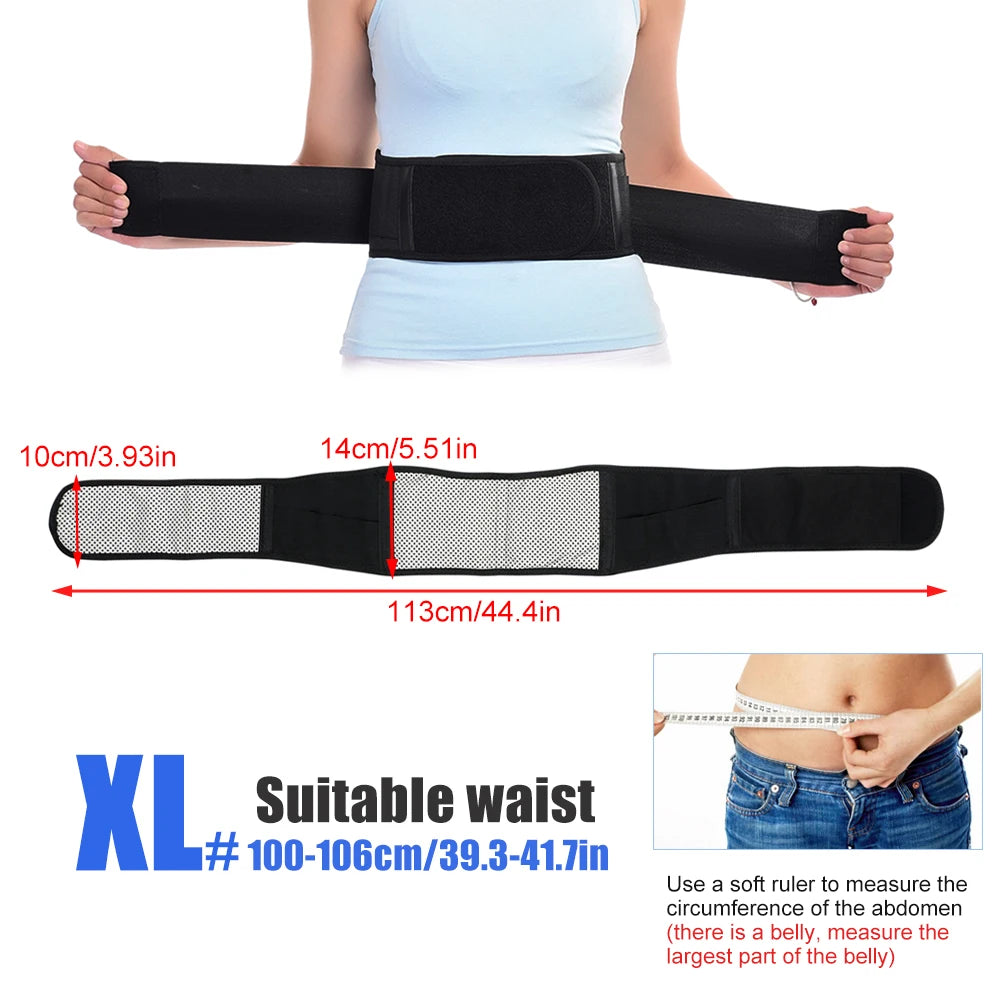 BOTQTOW 1 pièces ceinture de soutien lombaire chauffante magnétique-attelle de taille réglable pour soulager les maux de bas du dos, masseur, taille M-4XL