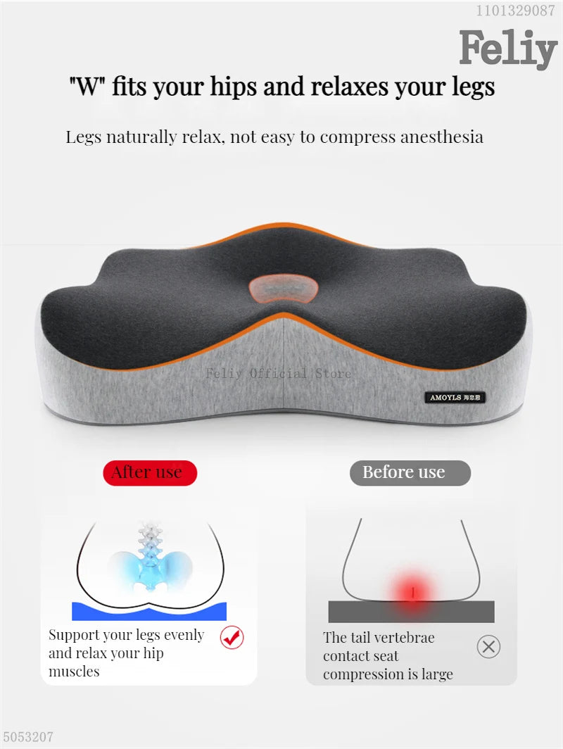 Coussin de chaise de bureau en mousse à mémoire de forme, siège de voiture, soutien de la taille, oreiller de massage lombaire, oreiller Orth4WD, coussin de fesses et de CÔTÉ cyx, coussinets de dos